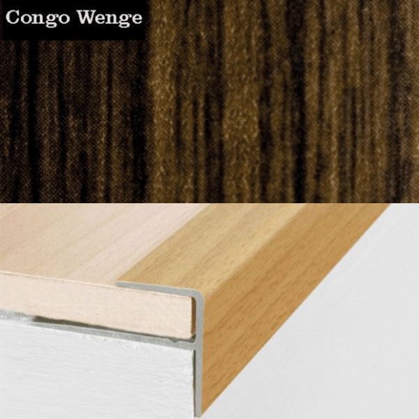 Aluminium Push-In Stair Nosing with Wood Effect Edge Trim