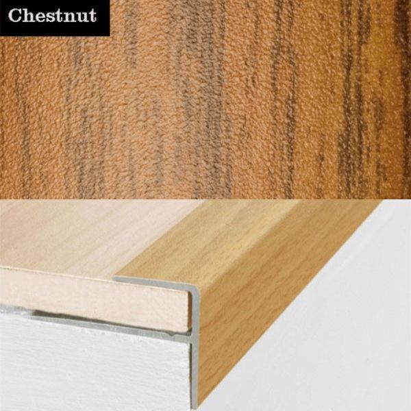 Aluminium Push-In Stair Nosing with Wood Effect Edge Trim