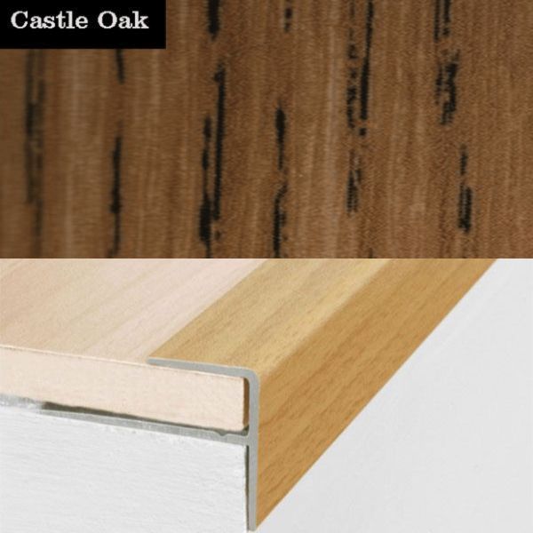 Aluminium Push-In Stair Nosing with Wood Effect Edge Trim