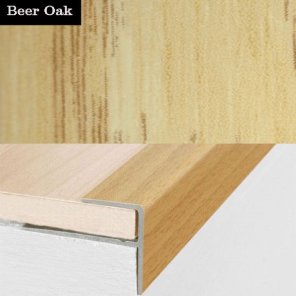 Aluminium Push-In Stair Nosing with Wood Effect Edge Trim
