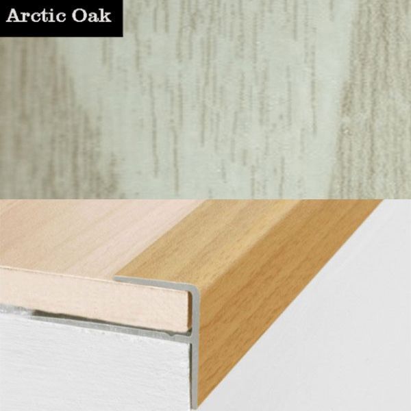 Aluminium Push-In Stair Nosing with Wood Effect Edge Trim
