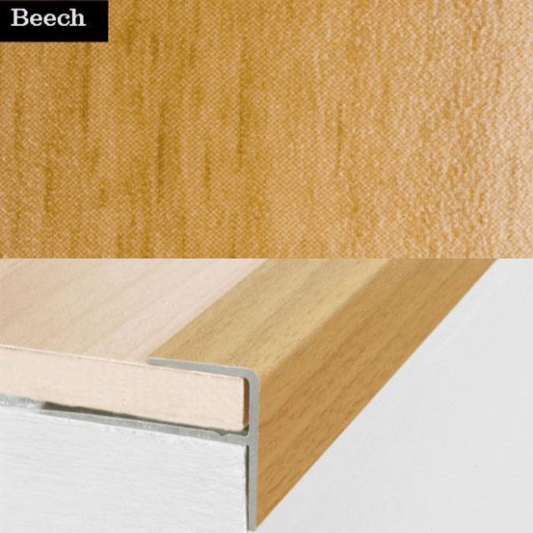 Aluminium Push-In Stair Nosing with Wood Effect Edge Trim