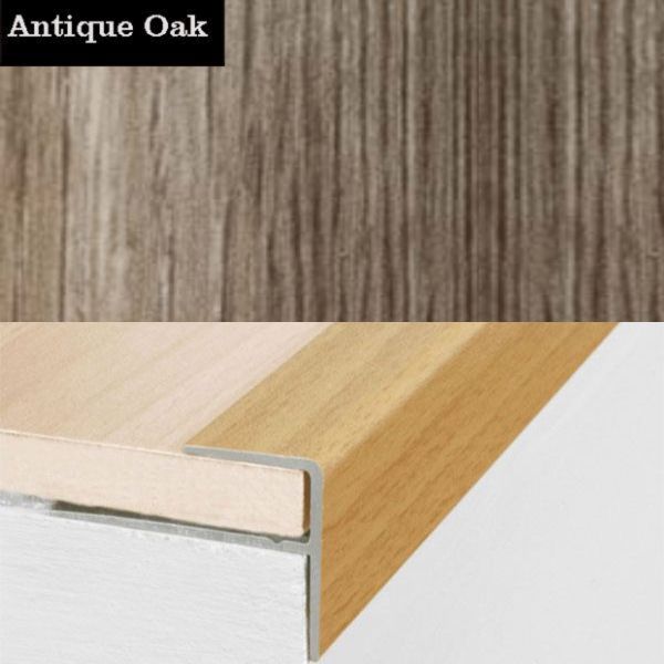 Aluminium Push-In Stair Nosing with Wood Effect Edge Trim