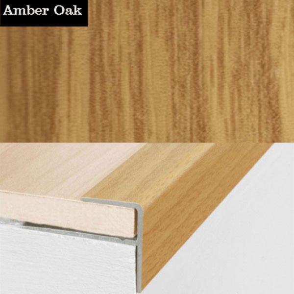 Aluminium Push-In Stair Nosing with Wood Effect Edge Trim