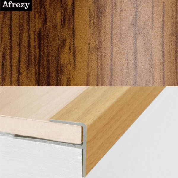 Aluminium Push-In Stair Nosing with Wood Effect Edge Trim