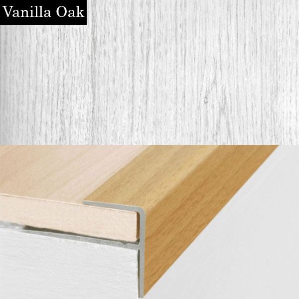 Aluminium Push-In Stair Nosing with Wood Effect Edge Trim