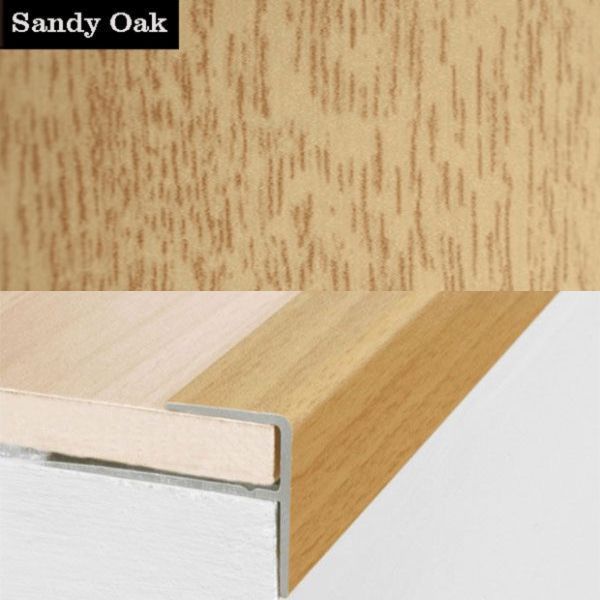 Aluminium Push-In Stair Nosing with Wood Effect Edge Trim