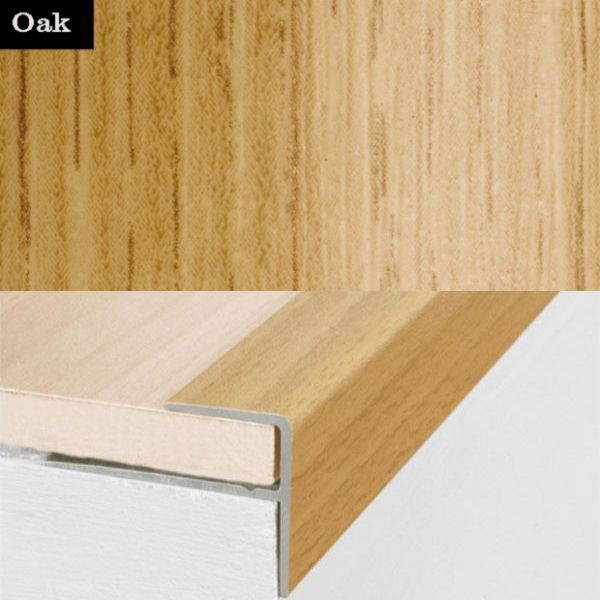 Aluminium Push-In Stair Nosing with Wood Effect Edge Trim