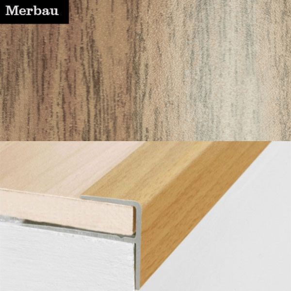Aluminium Push-In Stair Nosing with Wood Effect Edge Trim