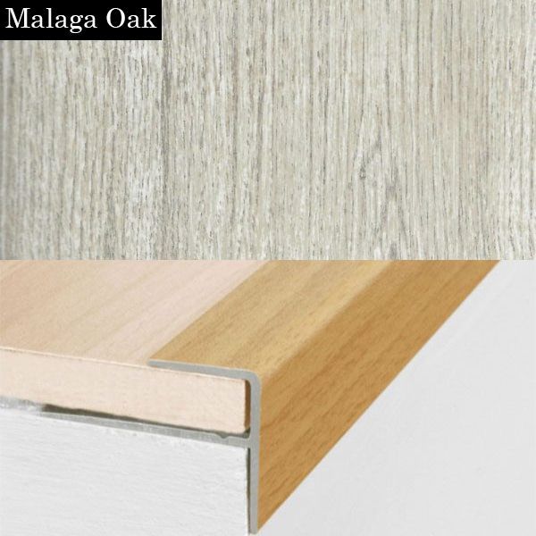 Aluminium Push-In Stair Nosing with Wood Effect Edge Trim