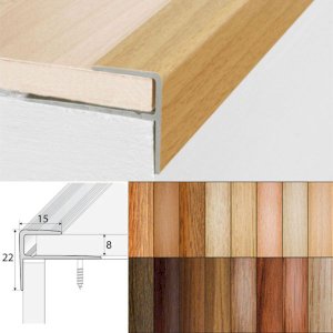 Aluminium Push-In Stair Nosing with Wood Effect Edge Trim