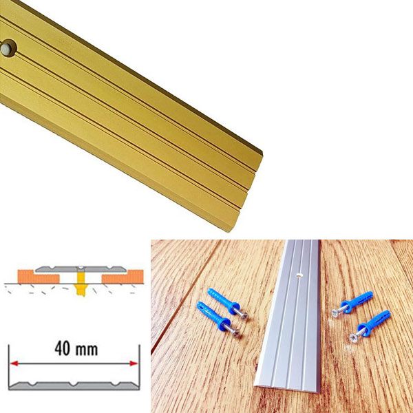 Rail Drilled Fluted Aluminium Door Threshold For Wooden Floor