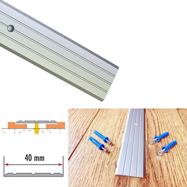 Rail Drilled Fluted Aluminium Door Threshold For Wooden Floor