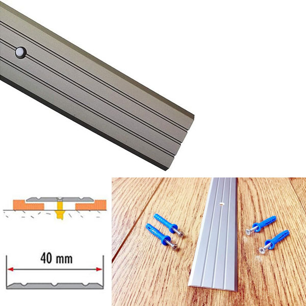 Rail Drilled Fluted Aluminium Door Threshold For Wooden Floor