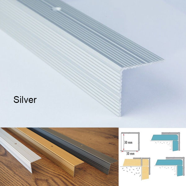 Self Adhesive Aluminium Stairs Nosing For Tile & Carpet Treads