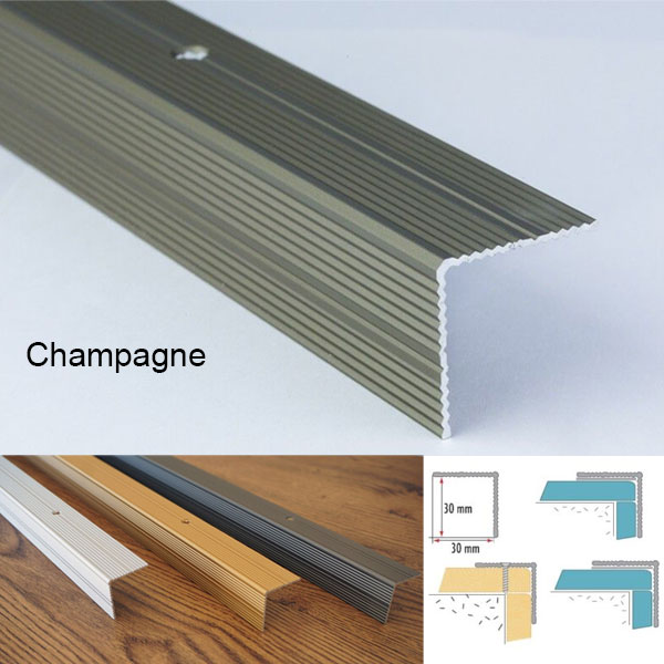 Self Adhesive Aluminium Stairs Nosing For Tile & Carpet Treads