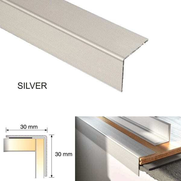 Self Adhesive Aluminium Stairs Nosing For Tile & Carpet Treads