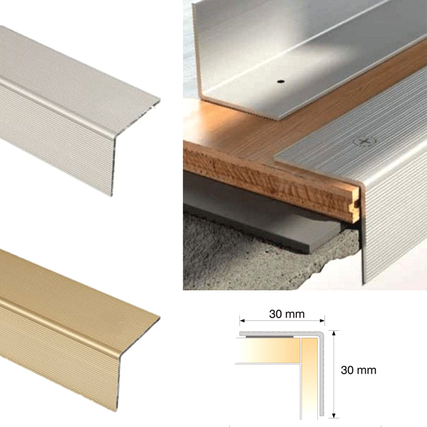 Self Adhesive Aluminium Stairs Nosing For Tile & Carpet Treads