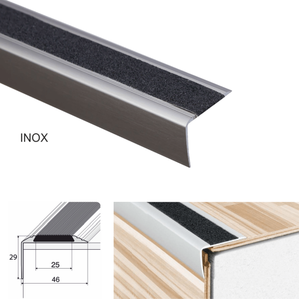 Aluminium Anodised Stairs Nosing Edge Trim With Anti-Slip Tape