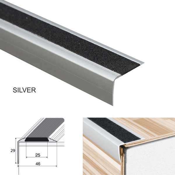 Aluminium Stairs Nosing Edge With Anti-Slip Tape