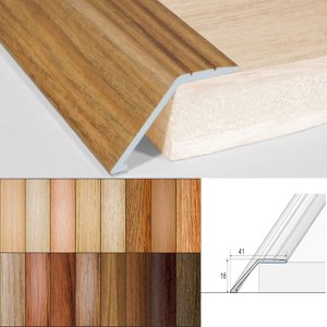 Aluminium Wood Effect Door Threshold Ramp Trim for Carpet and Floor