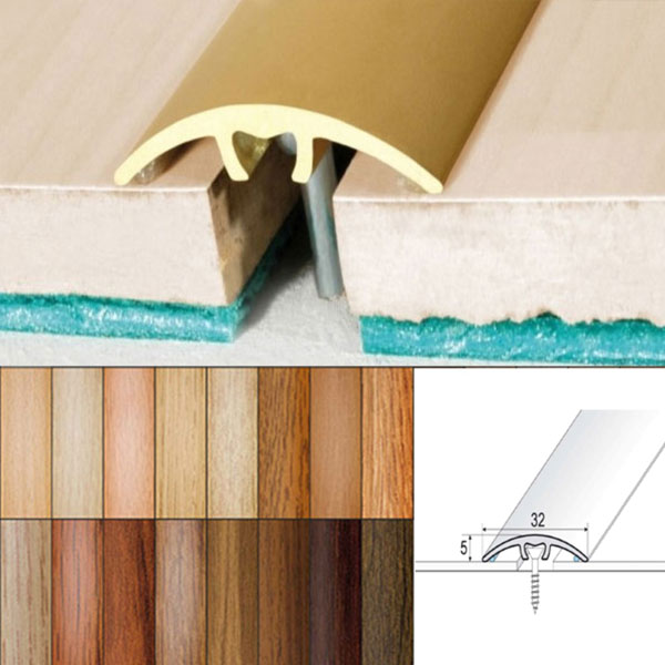 Aluminium Wood Effect Door Threshold Strip for Laminate and Carpet