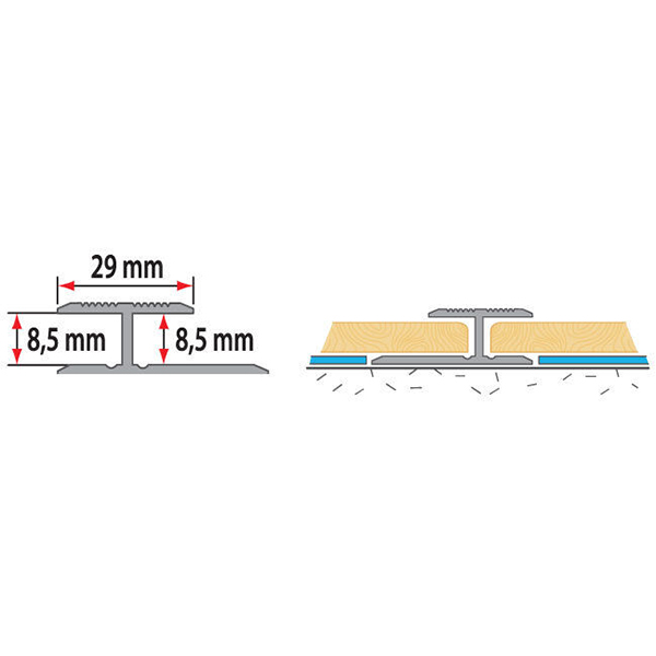 Aluminium Wood Effect Floor Trim Door Threshold Laminate Connector