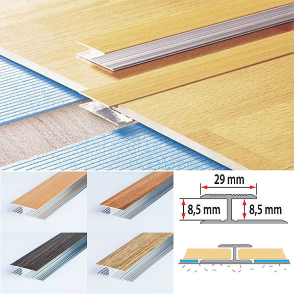 Aluminium Wood Effect Floor Trim Door Threshold Laminate Connector