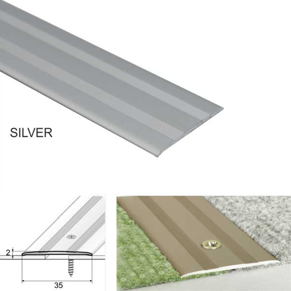 Aluminum Heavy Duty Flat Door Bar Threshold For Carpet Floor
