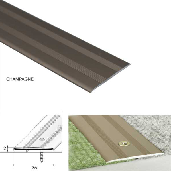 Aluminum Heavy Duty Flat Door Bar Threshold For Carpet Floor