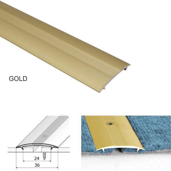 Screw Fix Aluminum Twin Grip Joining Carpet to Carpet Threshold Strip