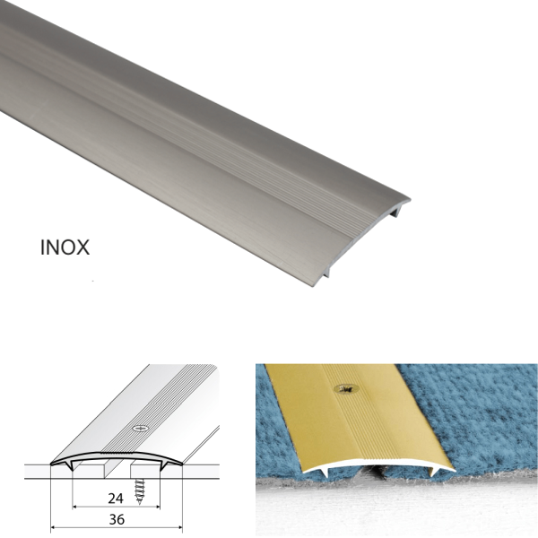 Screw Fix Aluminum Twin Grip Joining Carpet to Carpet Threshold Strip