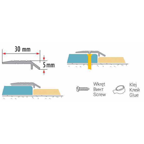 Aluminium Anodised Door Bar Edge Floor Trim Threshold  Ramp