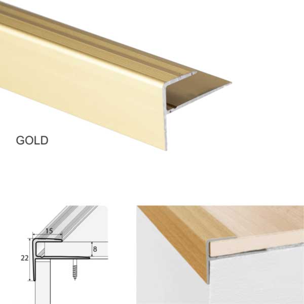 Anodised Aluminium Stair Nosing Edge Trim Push-In Profile