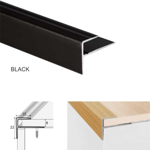 Anodised Aluminium Stair Nosing Edge Trim Push-In Profile