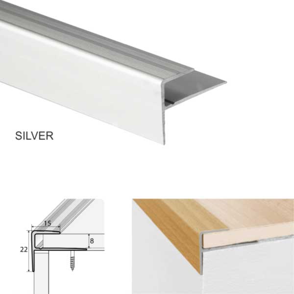 Anodised Aluminium Stair Nosing Edge Trim Push-In Profile