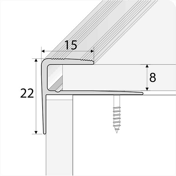 Anodised Aluminium Stair Nosing Edge Trim Push-In Profile