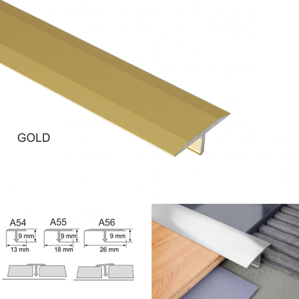 Aluminium T Bar Transition Trim Anodised Threshold For Tiles