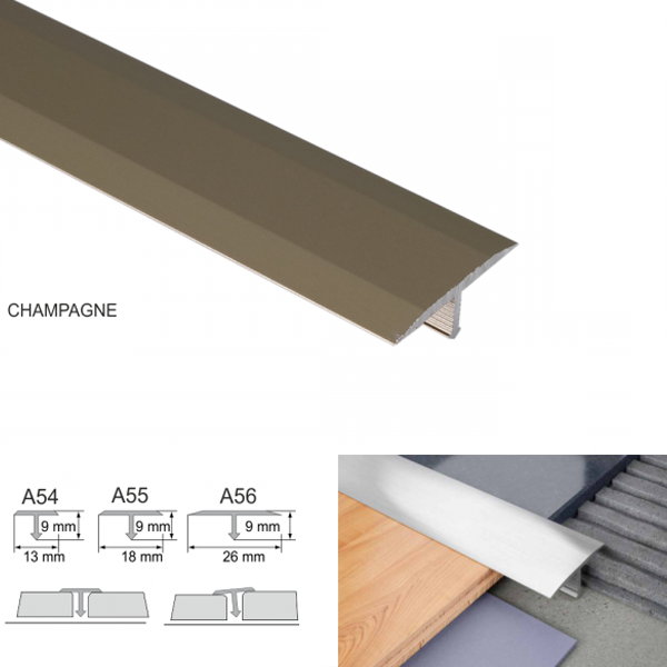 Aluminium T Bar Transition Trim Anodised Threshold For Tiles