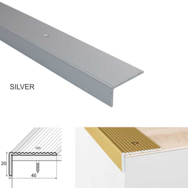 Anodised Anti-Slip Aluminum Stairs Nosing For Wooden Treads