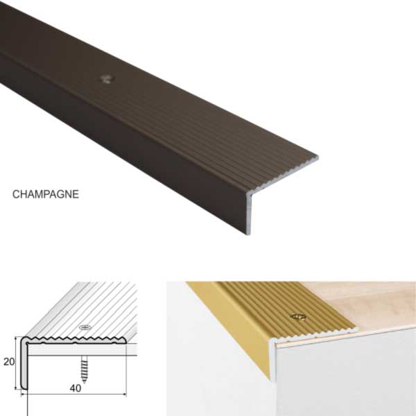 Anodised Anti-Slip Aluminum Stairs Nosing For Wooden Treads