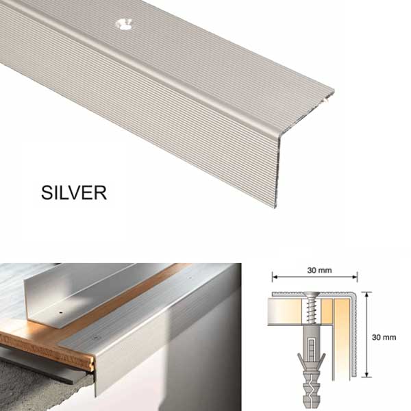 Anti Slip Aluminium Anodised Ribbed Treads Stair Nosing Edge Trim