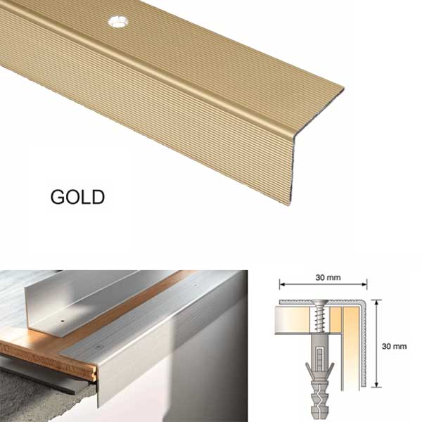 Anti Slip Aluminium Anodised Ribbed Treads Stair Nosing Edge Trim