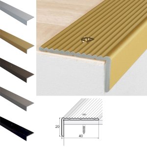 Anti-Slip Screw Fix Aluminum Stairs Nosing Anodised For Wooden Treads