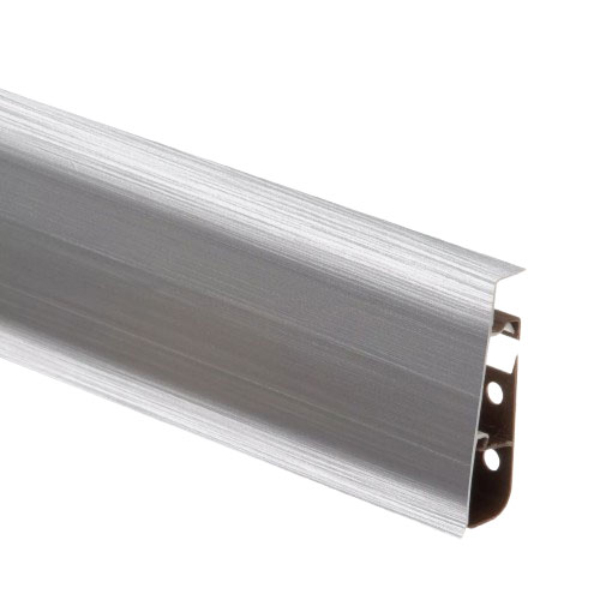 Brushed Aluminium PVC Skirting Board & Accessories Cable Cover with Flexible Edges