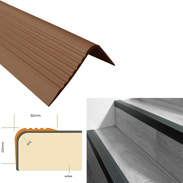 Non Slip PVC Rubber Angle Step Edge Bullnose Stair Nosing