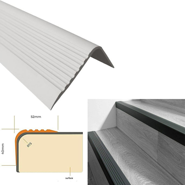 Non Slip PVC Rubber Angle Step Edge Bullnose Stair Nosing