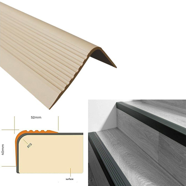 Non Slip PVC Rubber Angle Step Edge Bullnose Stair Nosing