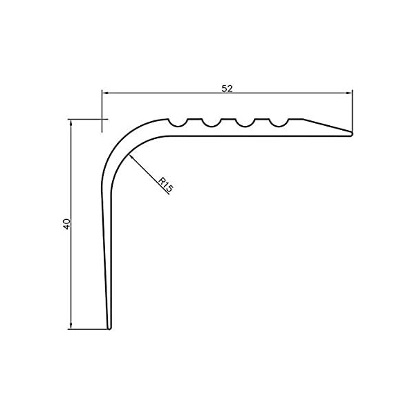 Non Slip PVC Rubber Angle Step Edge Bullnose Stair Nosing