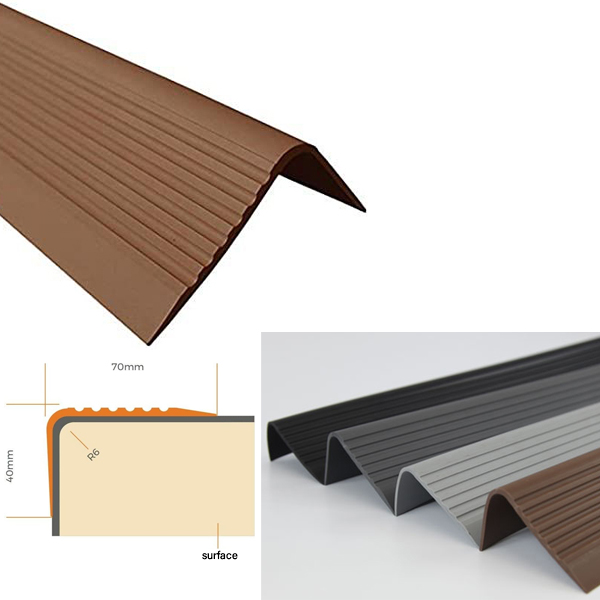 Non Slip PVC Bullnose Stair Nosing Rubber Angle Step Edge Strip